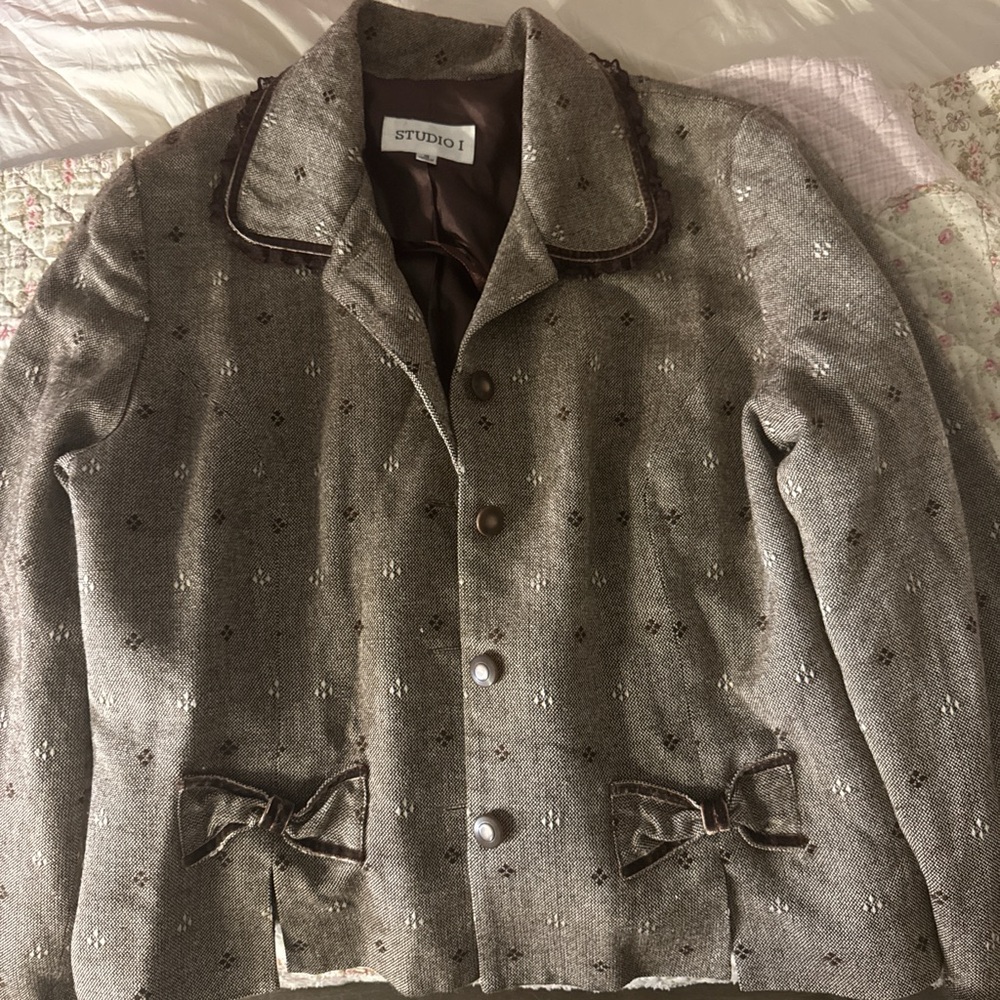 Studio I Brown Blazer with Bow Accents